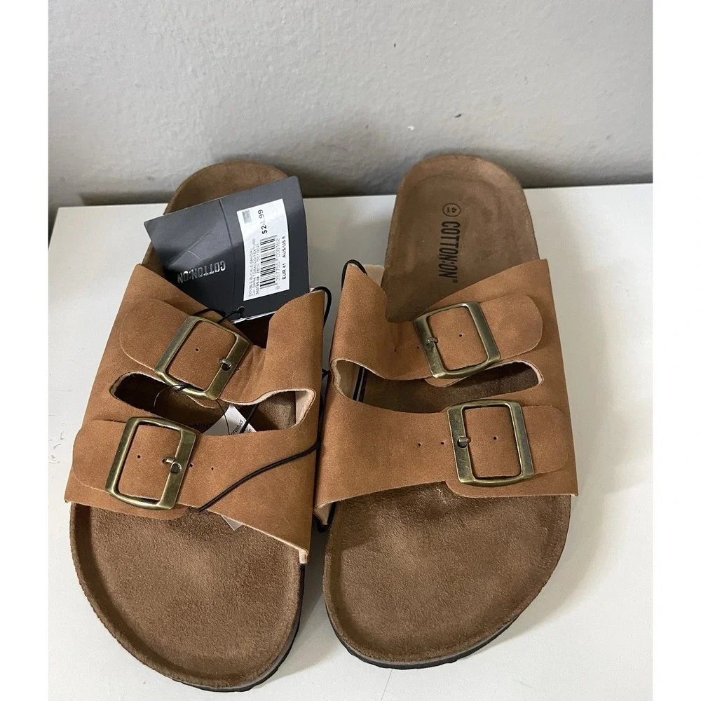 COTTON ON Double Buckle Sandal Mens US‎ 8 EU 41 Brown Unisex